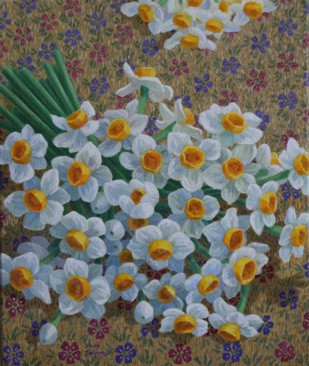 White, yellow, green - Oil on canvas 30 x 25cm